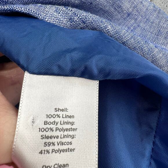 Talbots plus size chambray 100% linen blazer jacket button front lined size 24W - Picture 7 of 8